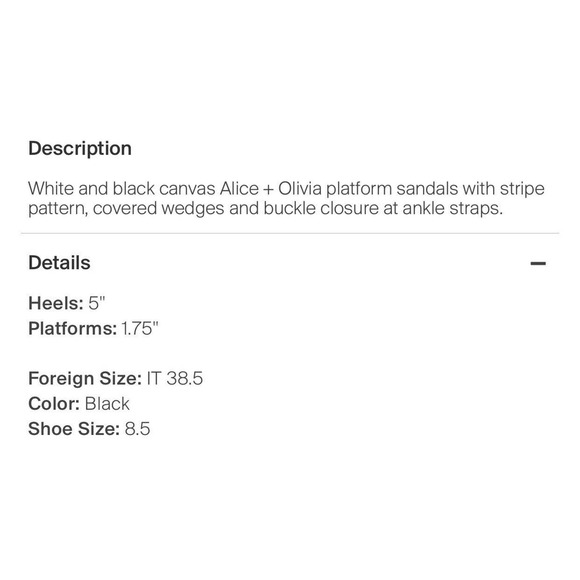 Alice Olivia Womens Black White Striped Wedge Heels Size 8.5 - Picture 4 of 4